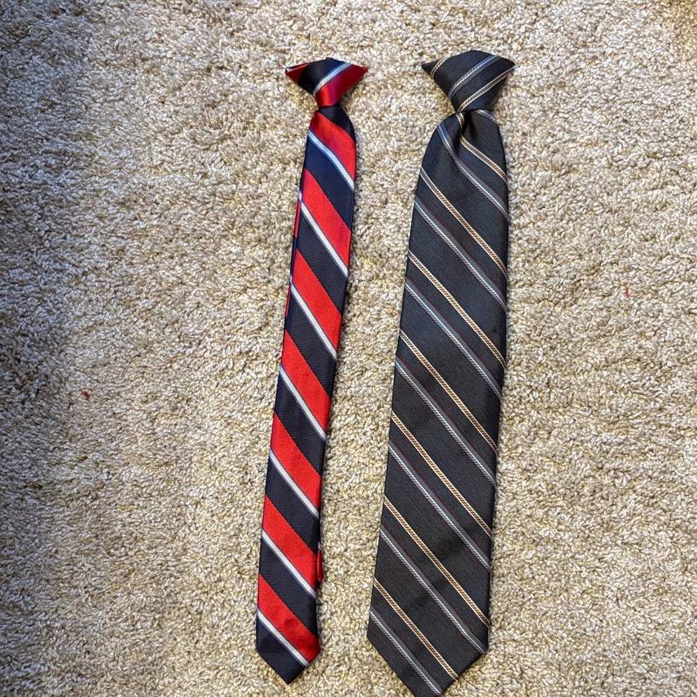 Stylish Kids' Striped Tie Set - Red and Black